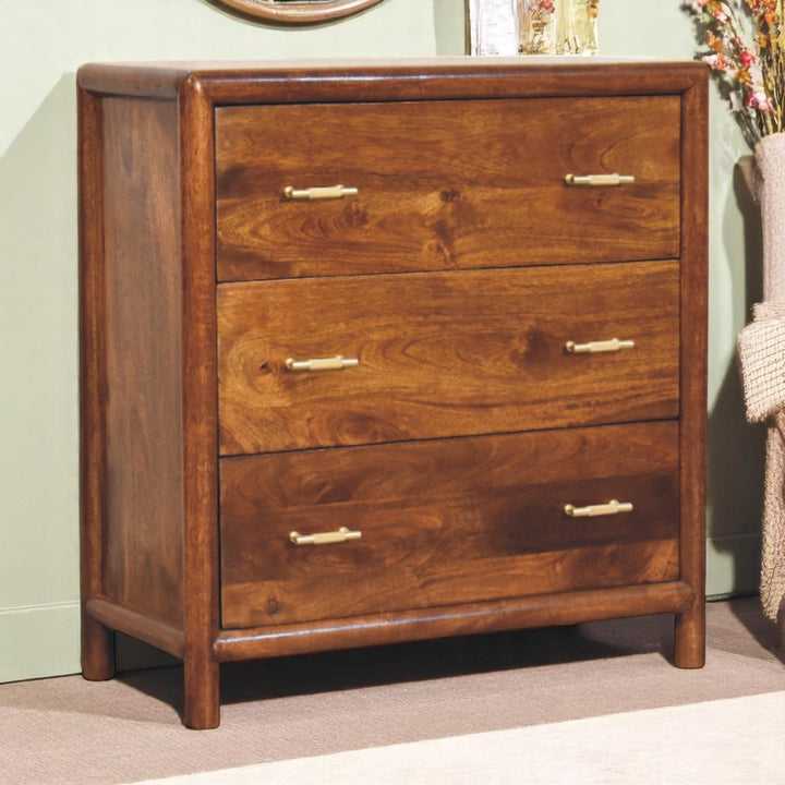 Solid Wood Regency Chest, 3-Drawers, Brown