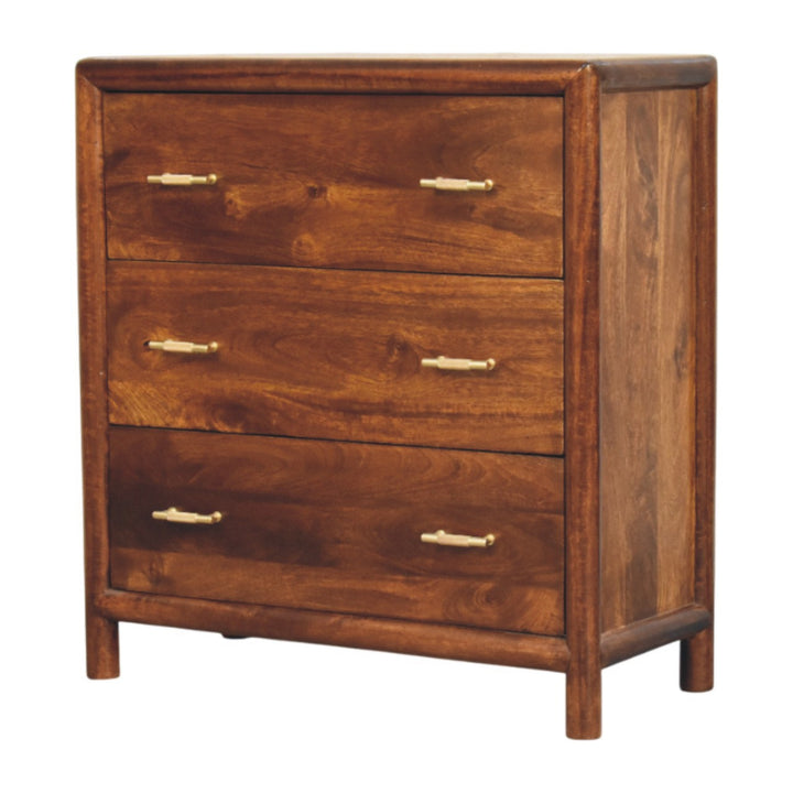 Solid Wood Regency Chest, 3-Drawers, Brown