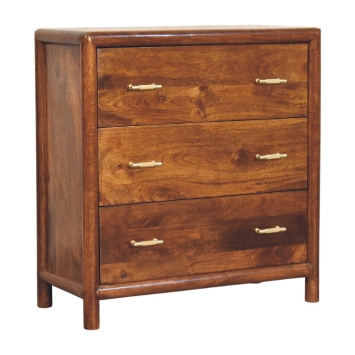 Solid Wood Regency Chest, 3-Drawers, Brown