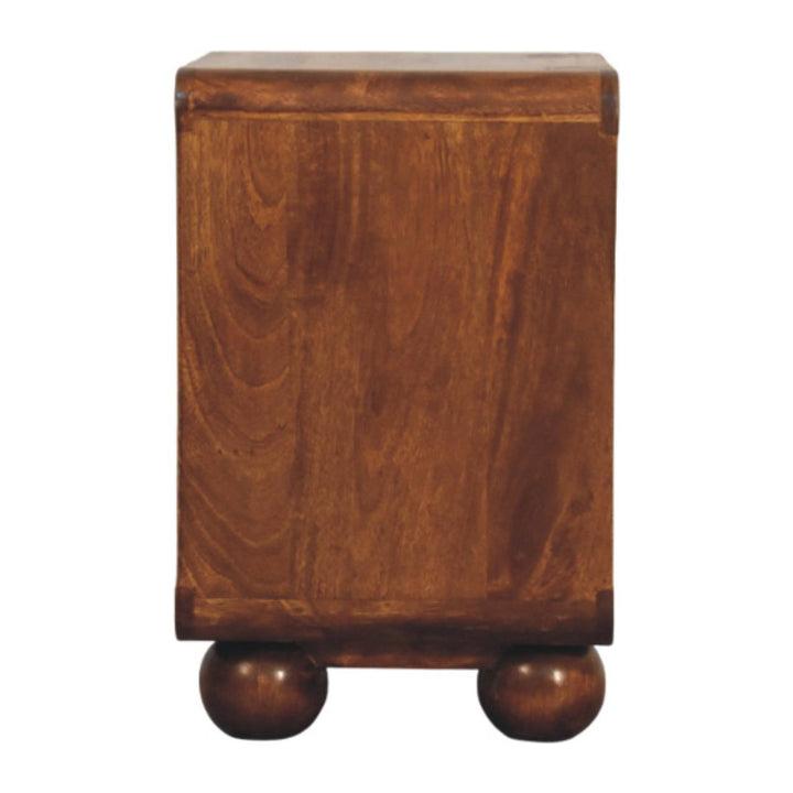 Solid Wood Larissa Chestnut Nightstand, 2-Drawers, 1 Open-Slot, Beige and Brown