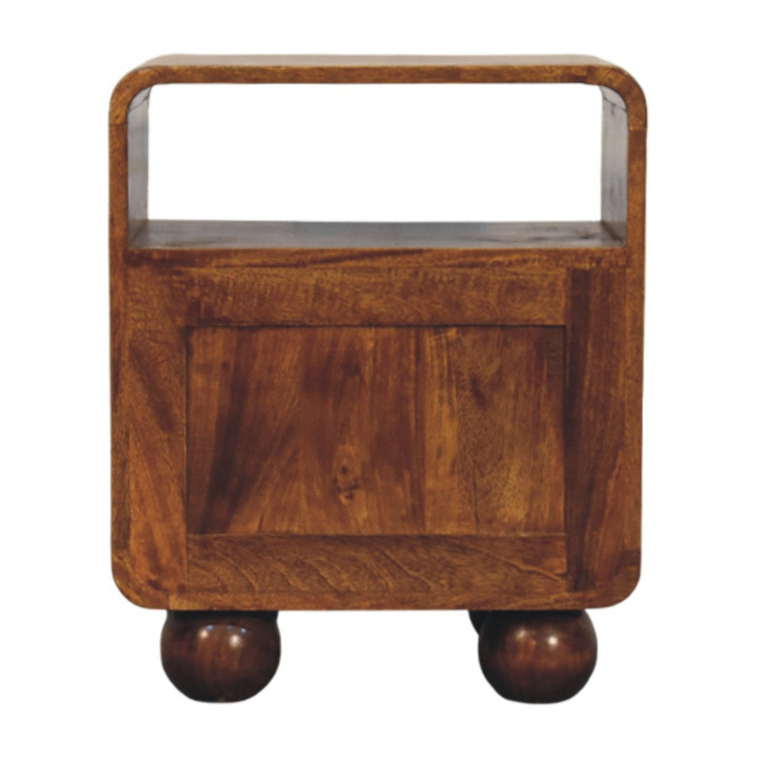 Solid Wood Larissa Chestnut Nightstand, 2-Drawers, 1 Open-Slot, Beige and Brown