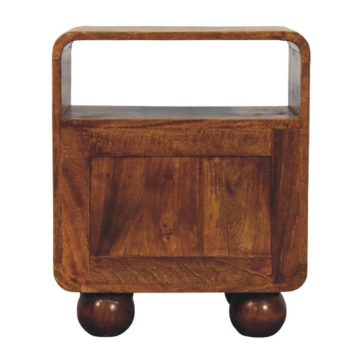 Solid Wood Larissa Chestnut Nightstand, 2-Drawers, 1 Open-Slot, Beige and Brown