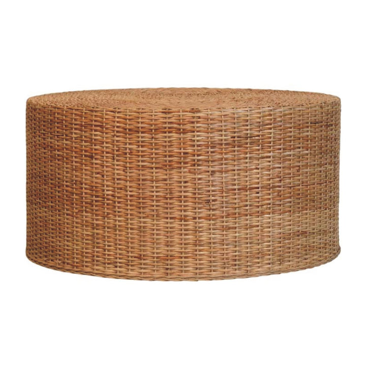 Solid Wood Regency Round Woven Coffee Table,Brown