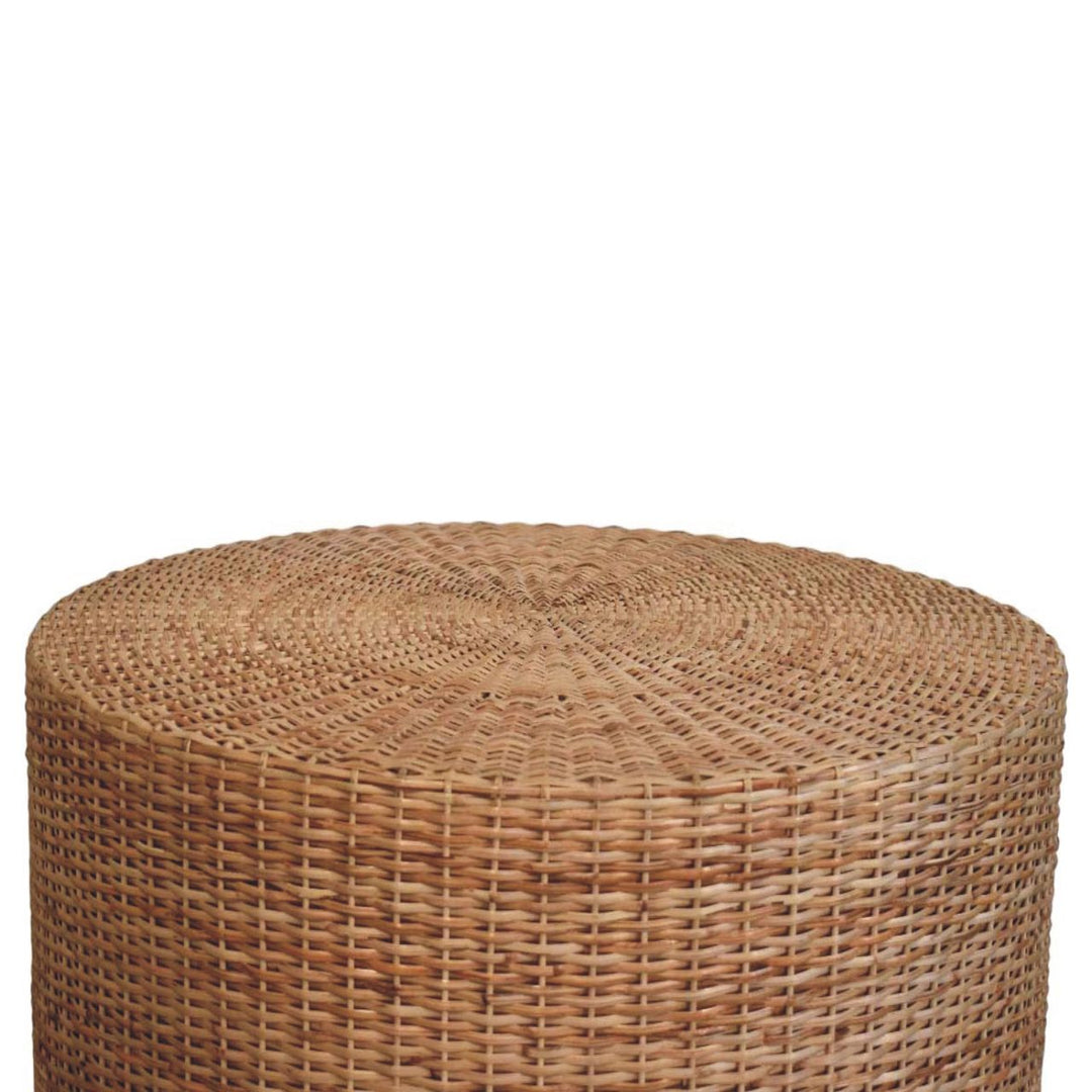 Solid Wood Regency Round Woven Coffee Table,Brown