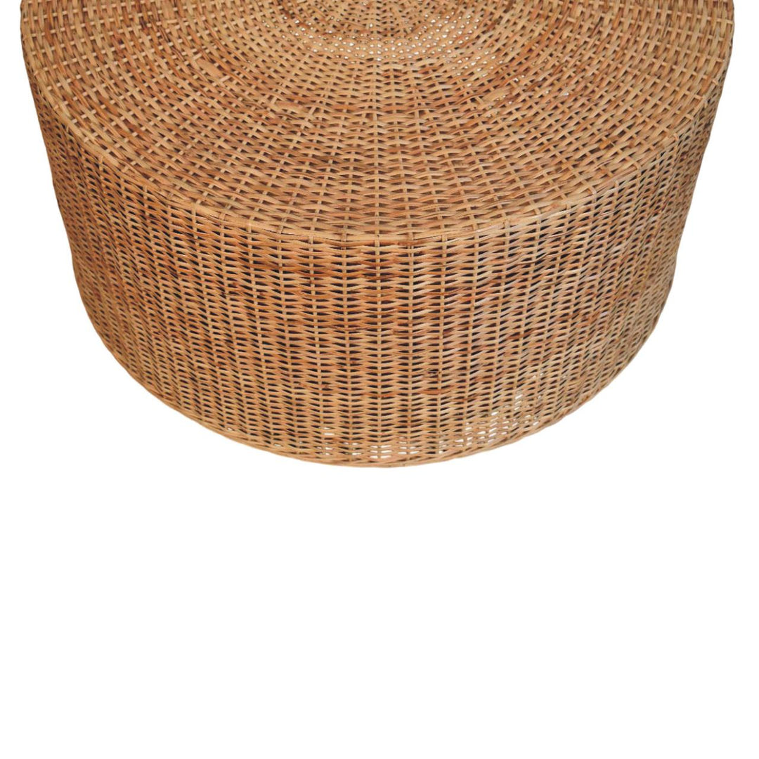 Solid Wood Regency Round Woven Coffee Table,Brown