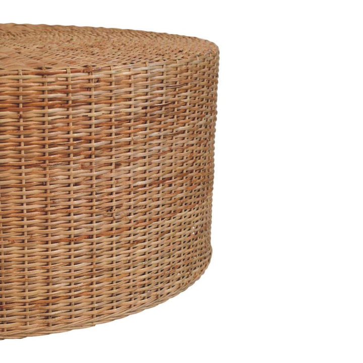 Solid Wood Regency Round Woven Coffee Table,Brown