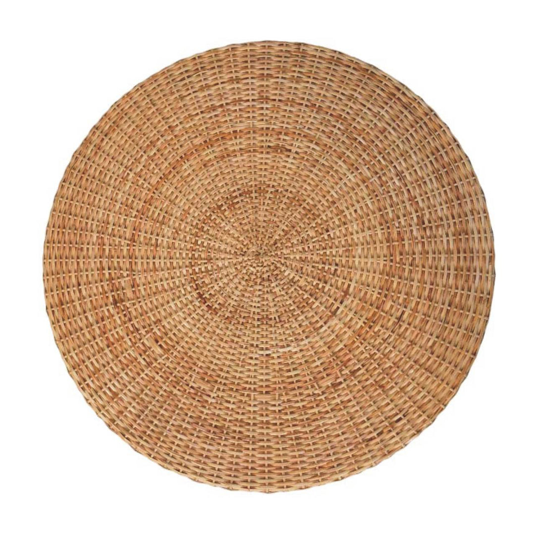 Solid Wood Regency Round Woven Coffee Table,Brown
