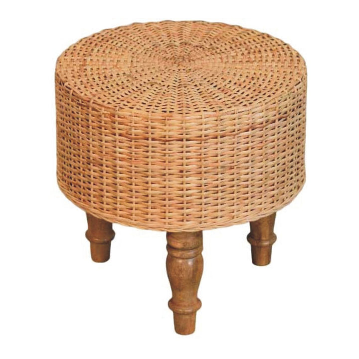 Solid Wood Regency Round Woven Stool,Brown