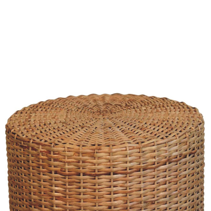 Solid Wood Regency Round Woven Stool,Brown