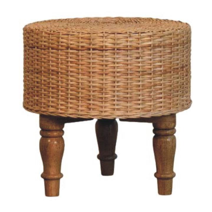 Solid Wood Regency Round Woven Stool,Brown