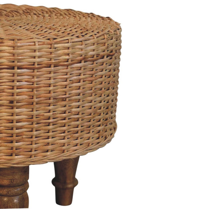 Solid Wood Regency Round Woven Stool,Brown