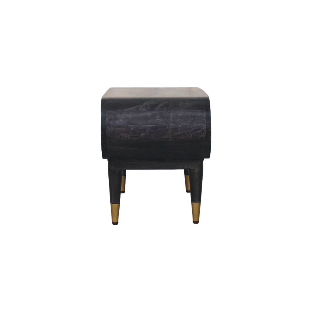 Solid Wood Velvet Mocha Curved Edge Console with Brass Accents