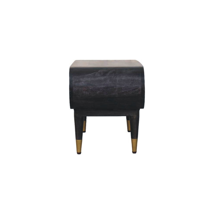 Solid Wood Velvet Mocha Curved Edge Console with Brass Accents