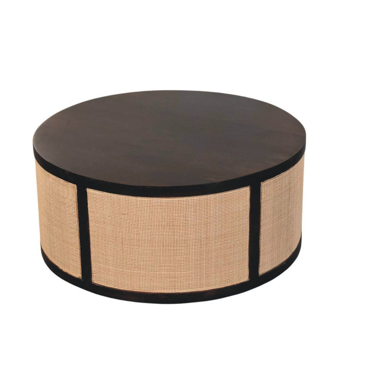 Solid Wood Monaco Round Rattan Centerpiece,Beige & brown