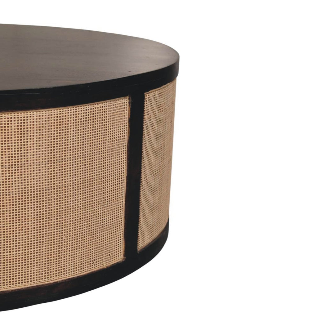 Solid Wood Monaco Round Rattan Centerpiece,Beige & brown