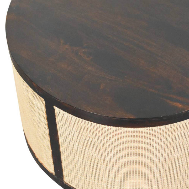 Solid Wood Monaco Round Rattan Centerpiece,Beige & brown