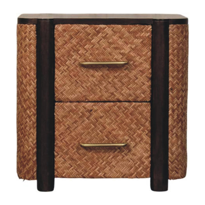 Solid Wood Havana Canefront Drawers,Brown with 2 Drawers