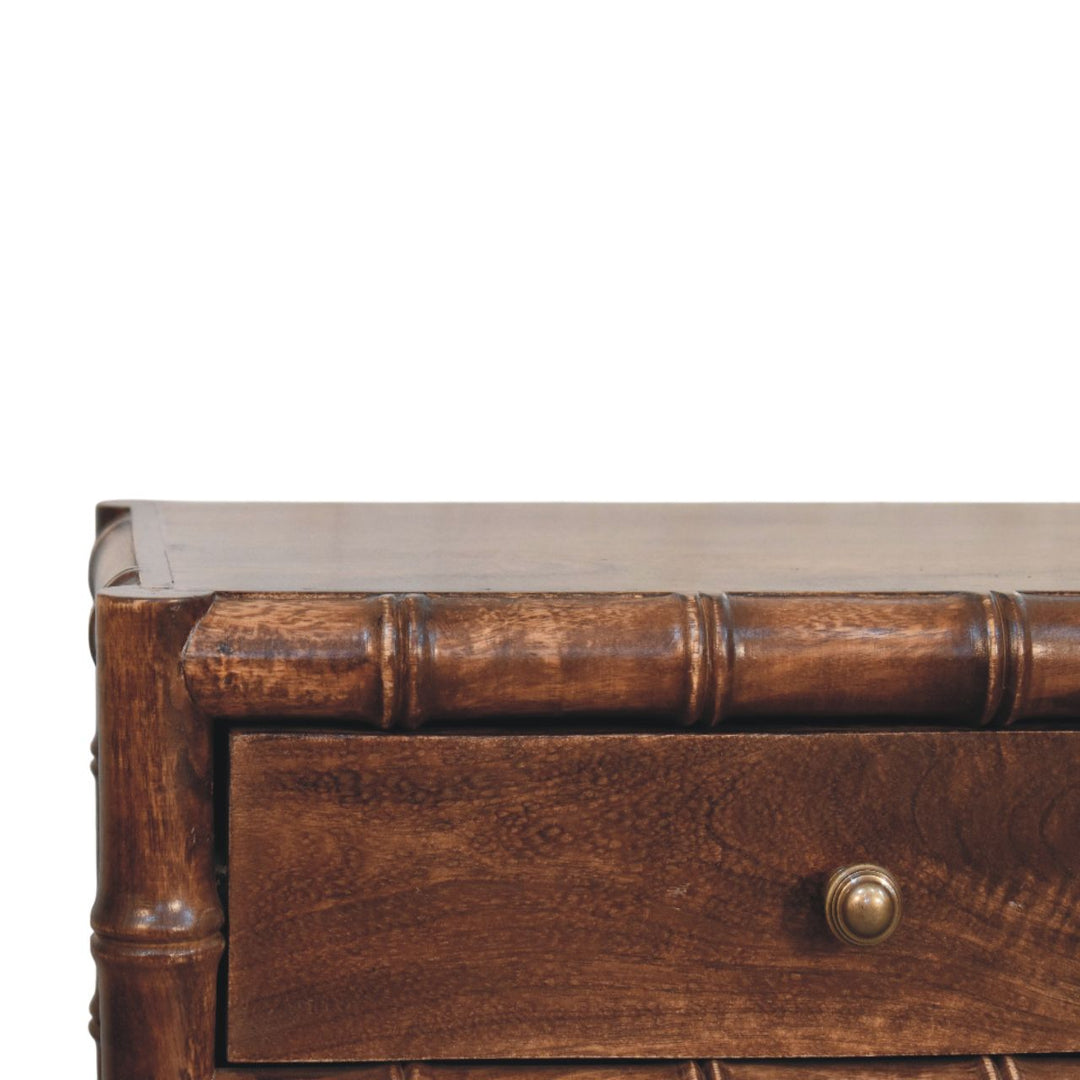Solid Wood Bamboo Frame Nightstand in Roasted Almond,Brown with 2 Drawers