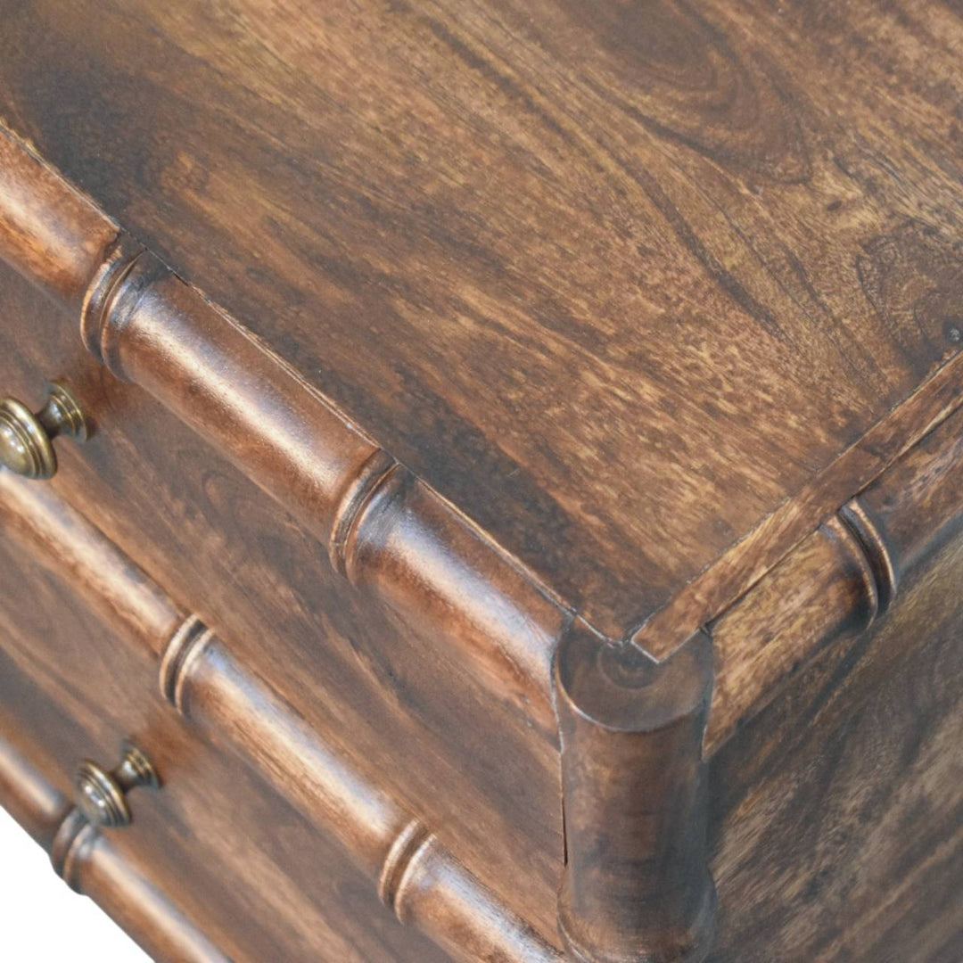 Solid Wood Bamboo Frame Nightstand in Roasted Almond,Brown with 2 Drawers