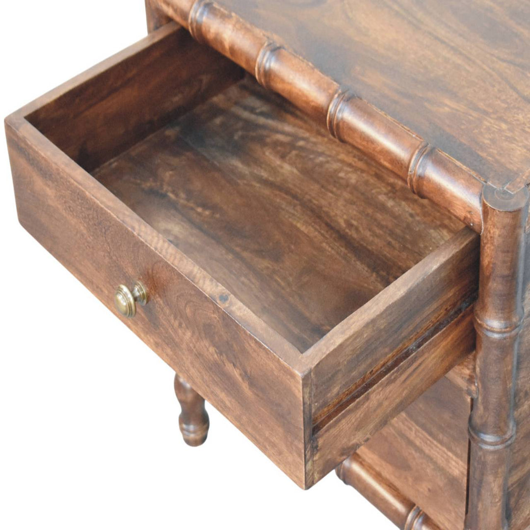 Solid Wood Bamboo Frame Nightstand in Roasted Almond,Brown with 2 Drawers