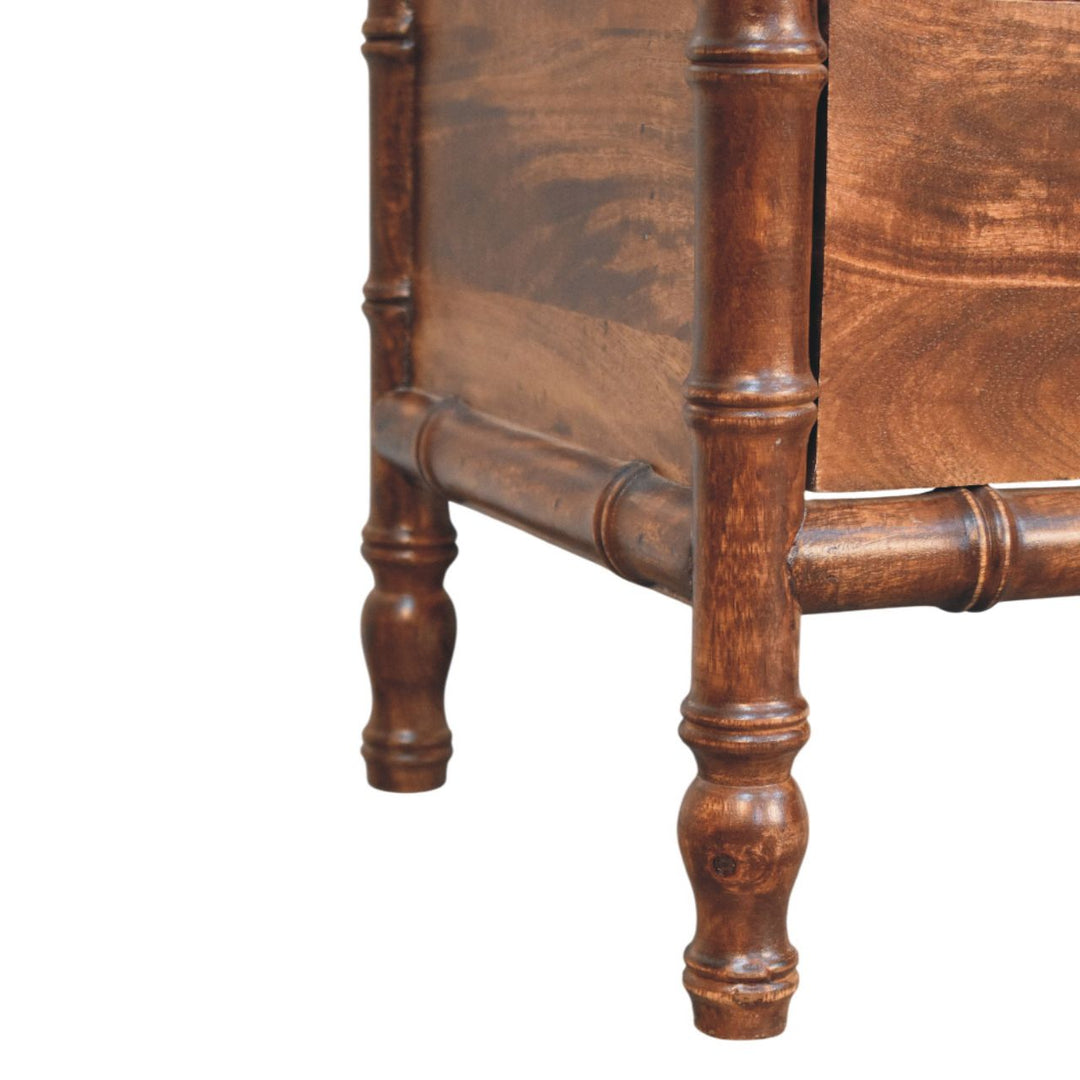 Solid Wood Bamboo Frame Nightstand in Roasted Almond,Brown with 2 Drawers