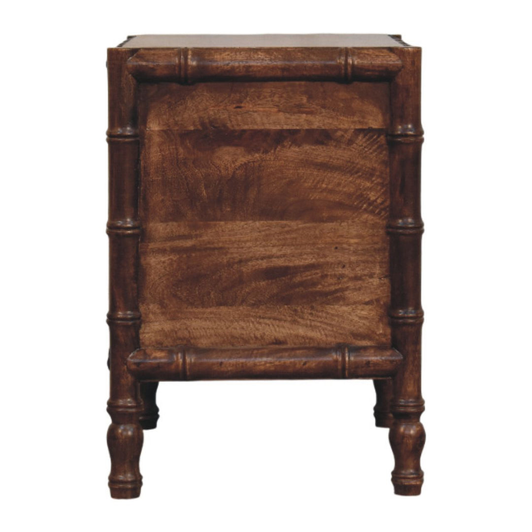 Solid Wood Bamboo Frame Nightstand in Roasted Almond,Brown with 2 Drawers