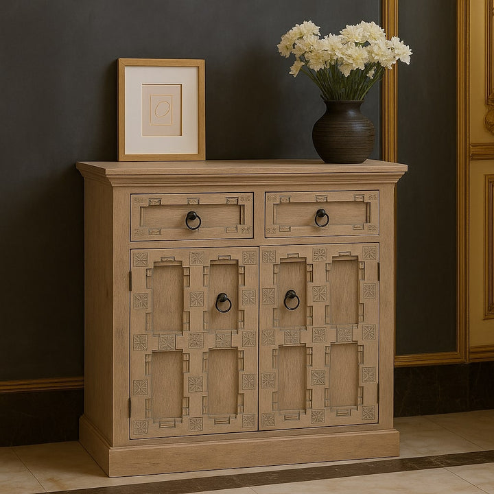 Solid Wood Jaipur Lattice Sideboard,Brown,Storage