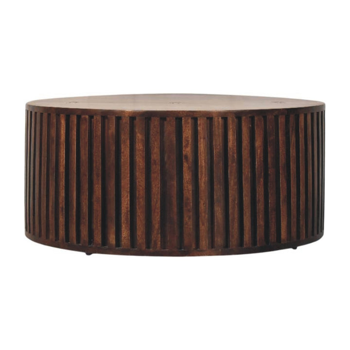 Solid Wood Orion Slatted Coffee Table,Brown With Storage inside