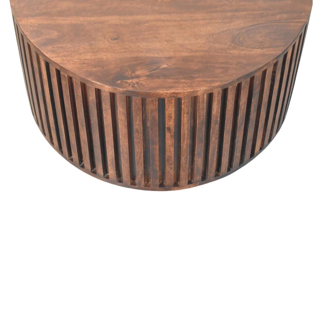 Solid Wood Orion Slatted Coffee Table,Brown With Storage inside