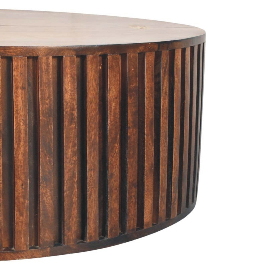 Solid Wood Orion Slatted Coffee Table,Brown With Storage inside