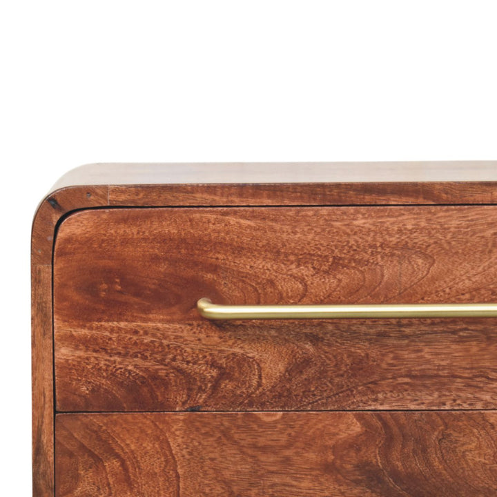 Solid Wood 3-Drawer Rounded Chest,Brown