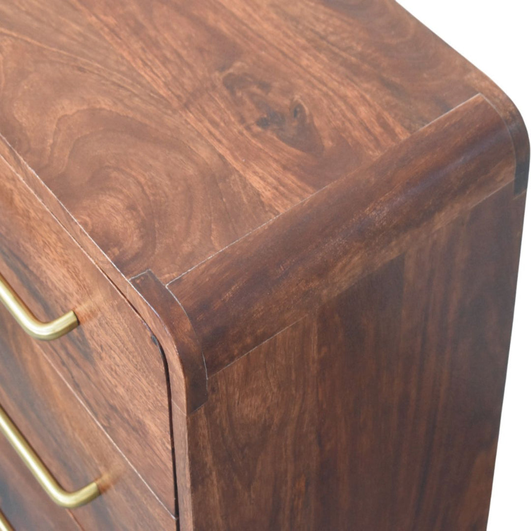 Solid Wood 3-Drawer Rounded Chest,Brown