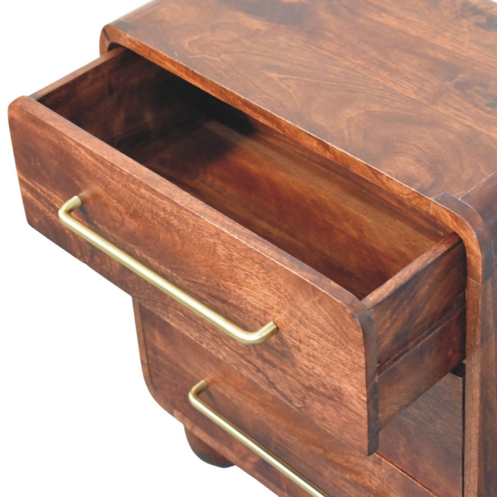 Solid Wood 3-Drawer Rounded Chest,Brown