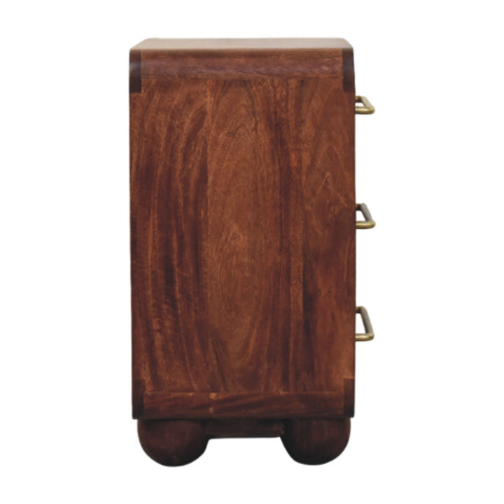 Solid Wood 3-Drawer Rounded Chest,Brown