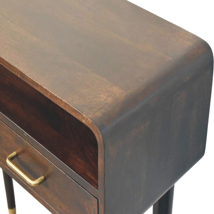 Solid Wood Apollo Loop Console Desk,Brown with 2-Drawers,1-shelf