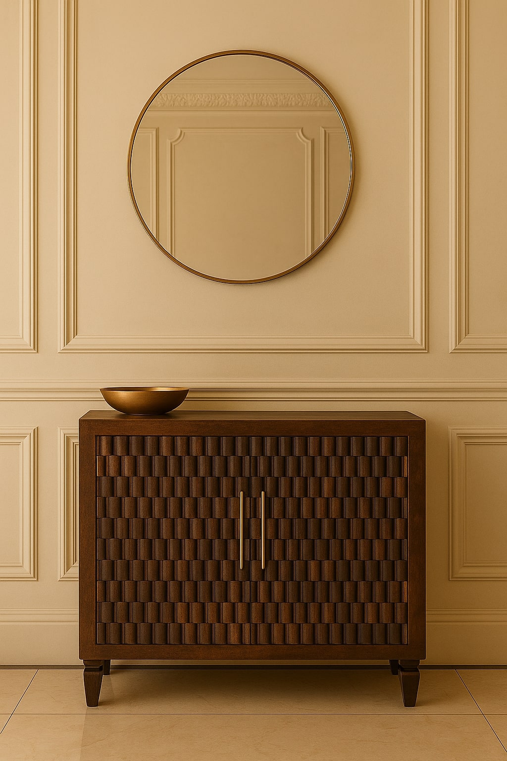 Solid Wood Vesta Textured Sideboard,3D texture, 2-Drawers | ExpoBazaar