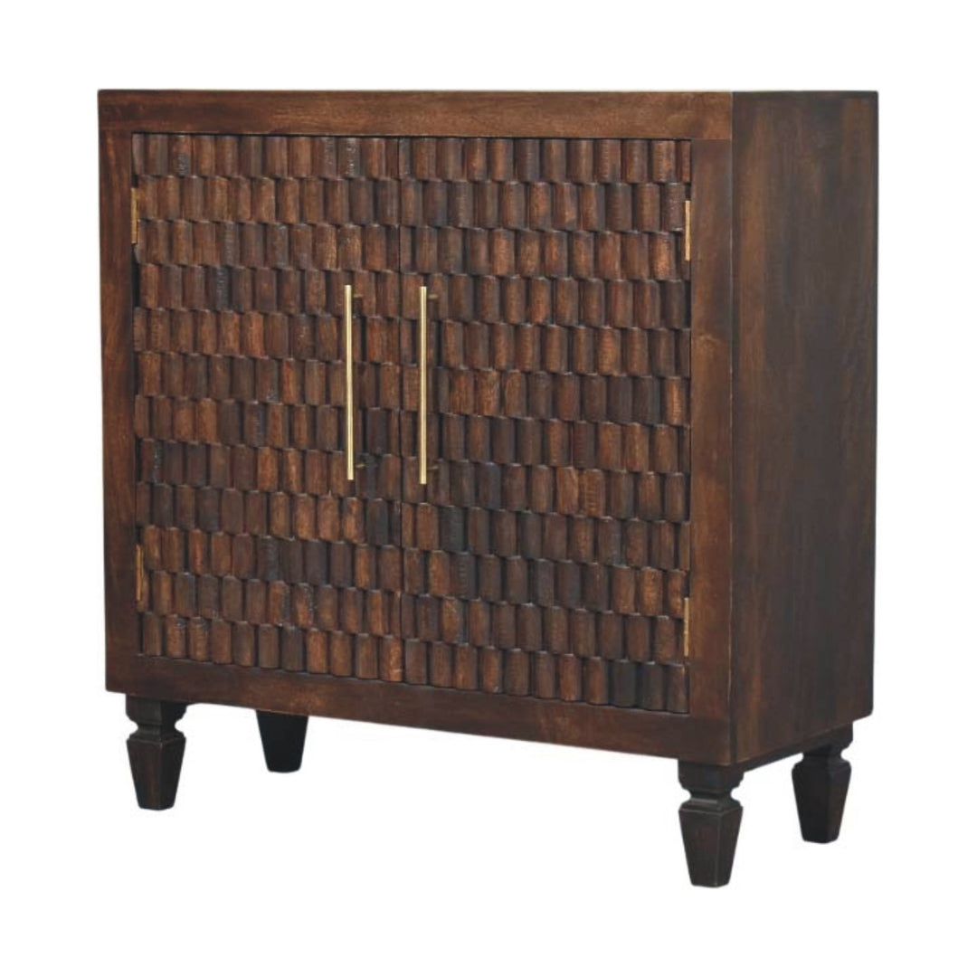 Solid Wood Vesta Textured Sideboard,3D texture, 2-Drawers
