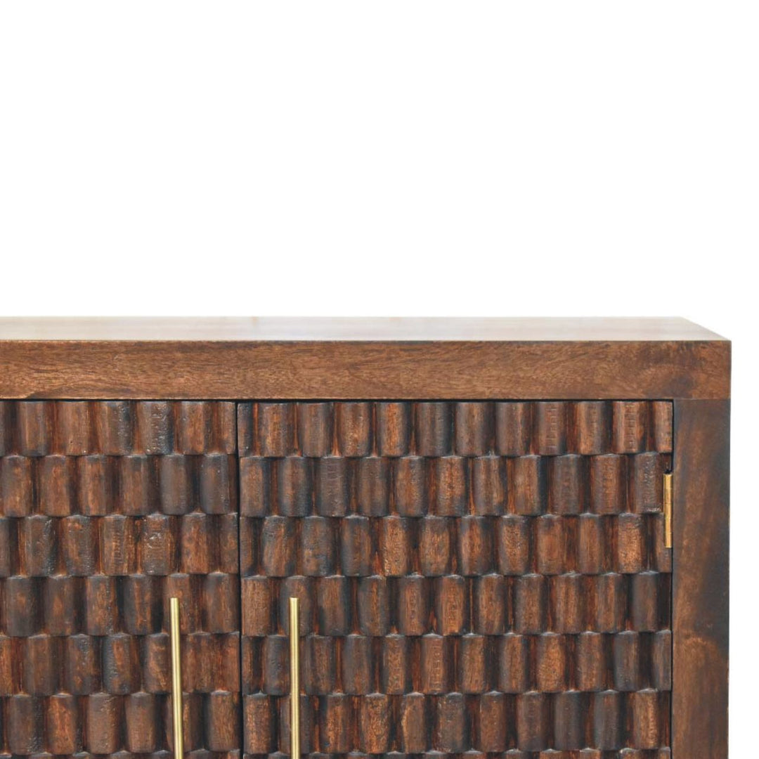 Solid Wood Vesta Textured Sideboard,3D texture, 2-Drawers