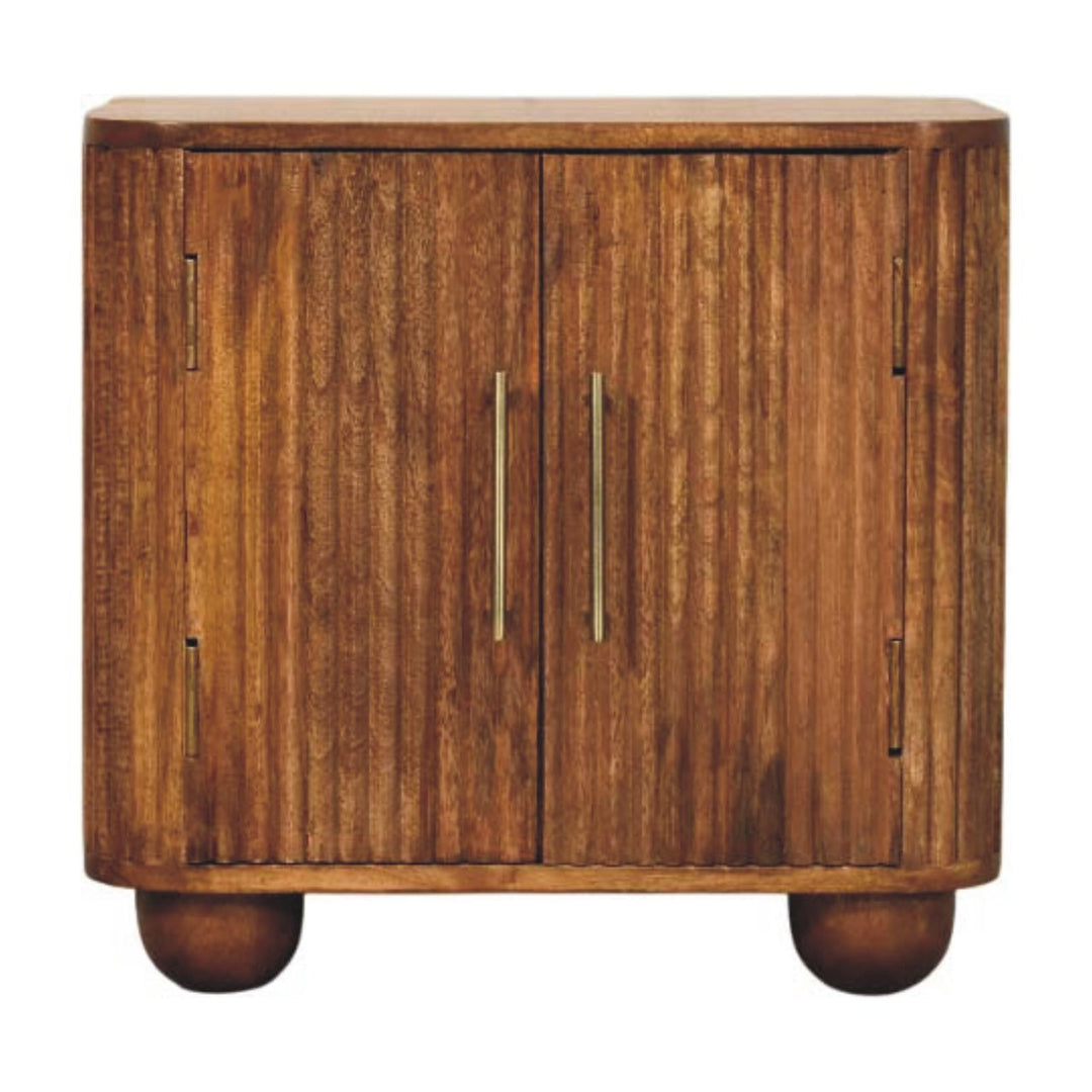 Solid Wood Solis Fluted Cabinet,Brown,2-Drawers