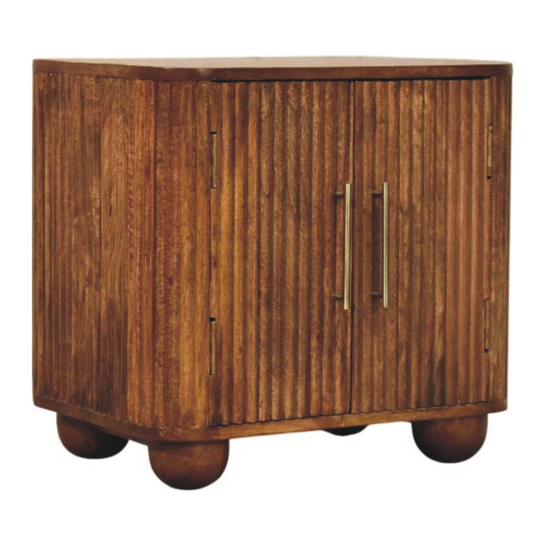 Solid Wood Solis Fluted Cabinet,Brown,2-Drawers