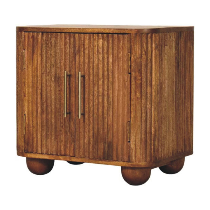 Solid Wood Solis Fluted Cabinet,Brown,2-Drawers