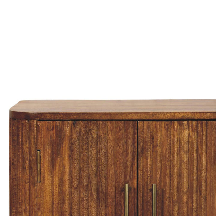 Solid Wood Solis Fluted Cabinet,Brown,2-Drawers