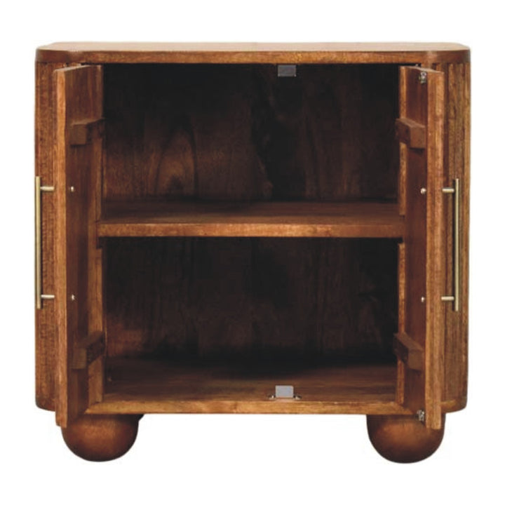 Solid Wood Solis Fluted Cabinet,Brown,2-Drawers