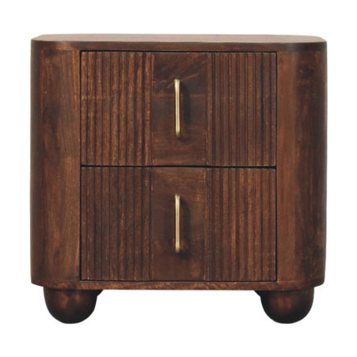 Solid Wood Marlowe Fluted Nightstand,Brown,2-Drawers