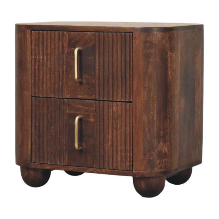 Solid Wood Marlowe Fluted Nightstand,Brown,2-Drawers