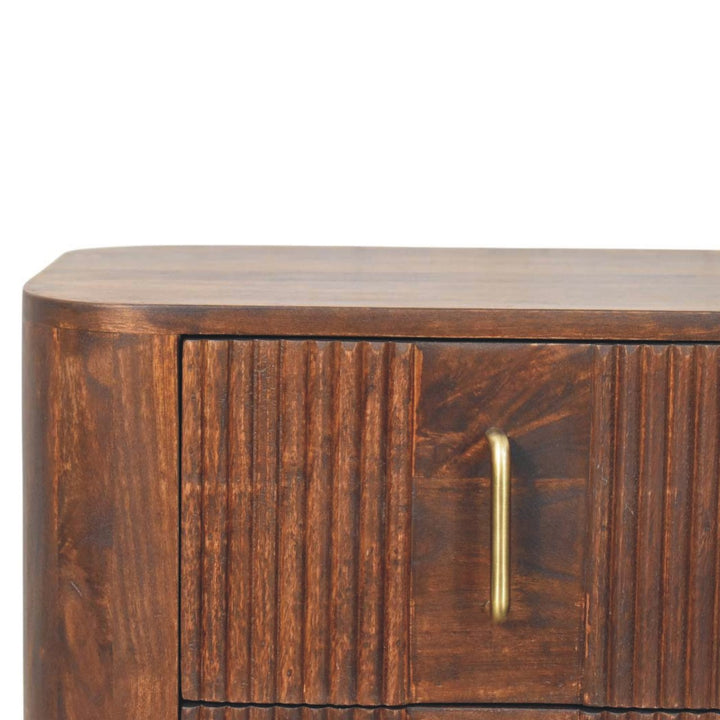 Solid Wood Marlowe Fluted Nightstand,Brown,2-Drawers