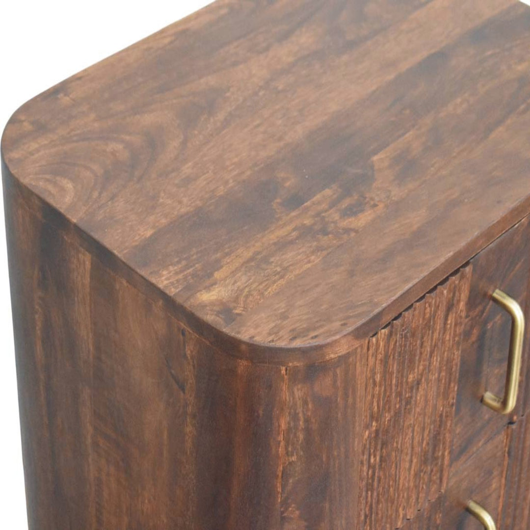Solid Wood Marlowe Fluted Nightstand,Brown,2-Drawers
