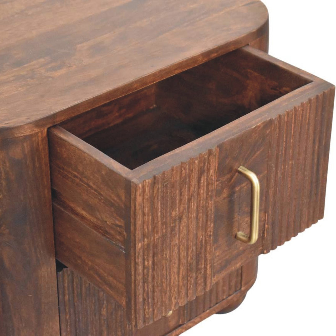 Solid Wood Marlowe Fluted Nightstand,Brown,2-Drawers