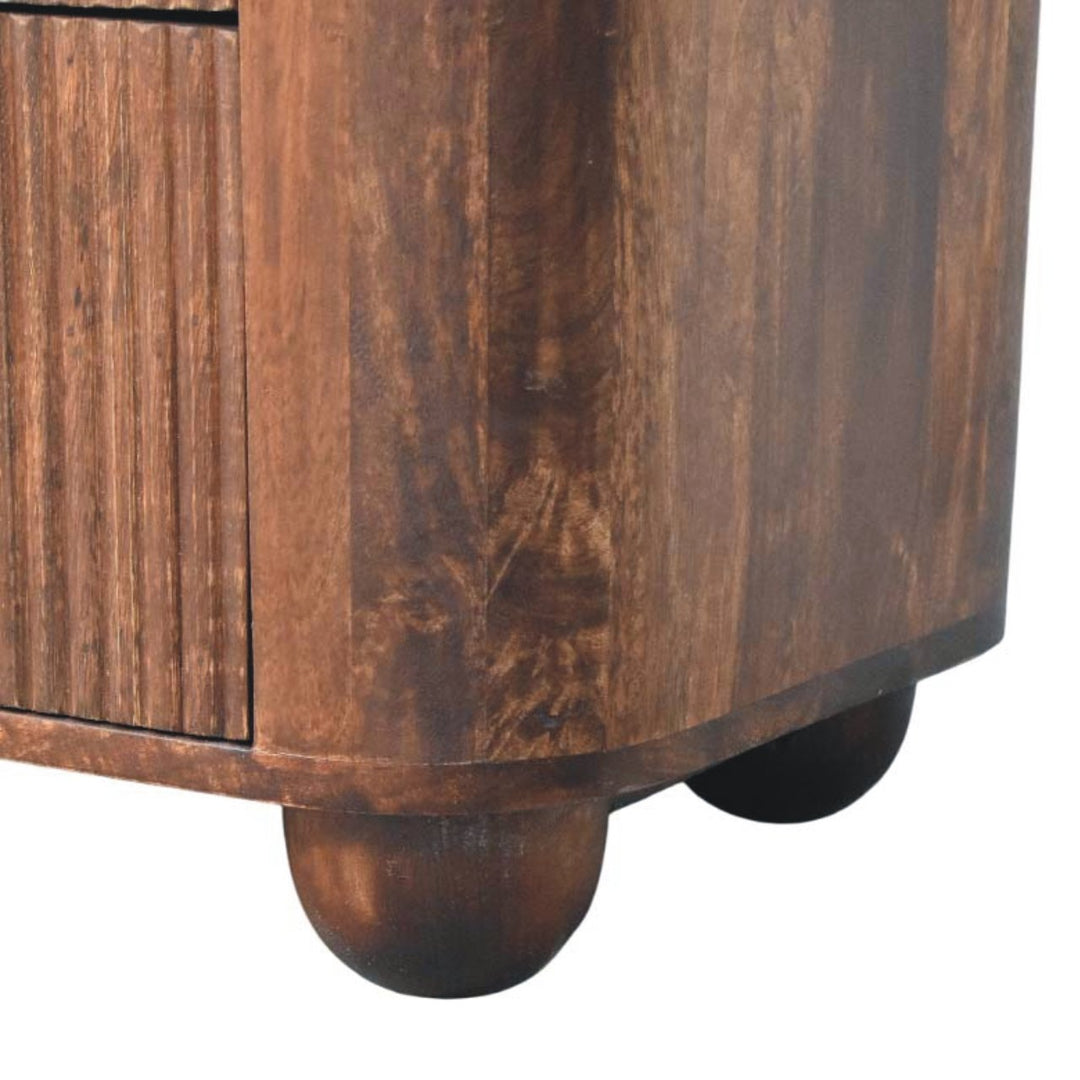 Solid Wood Marlowe Fluted Nightstand,Brown,2-Drawers