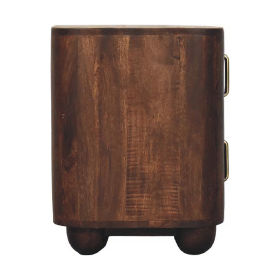 Solid Wood Marlowe Fluted Nightstand,Brown,2-Drawers